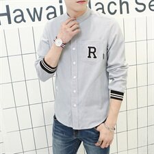 春秋装日系竹签条条纹休闲衬衫703-C005，男装衬衫，星座703