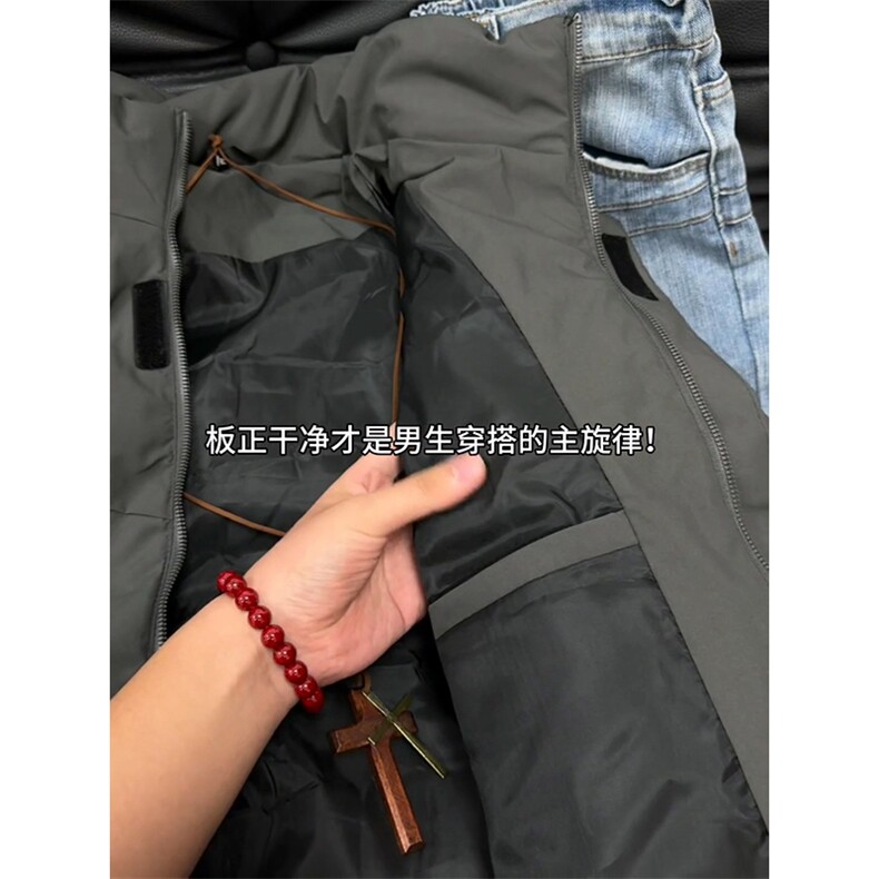 现货美式高街休闲夹克冬季立领纯色三防户外工装加厚棉服外套,男装夹克,电商A486