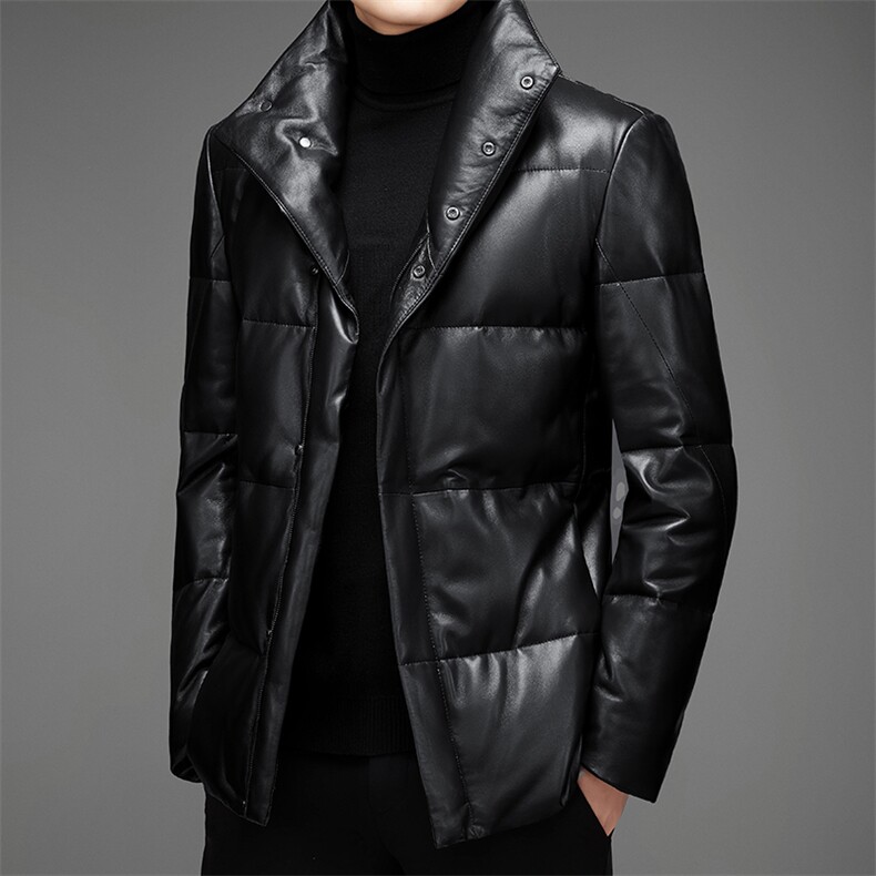 DLSN22071羽绒皮衣男头层绵羊皮白鸭绒羽绒服皮风衣P1300,男装皮衣,电商B360