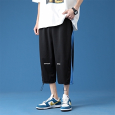 7XL-M港风休闲七分裤男夏季新款中性风男女中裤小脚裤加肥加大码，男装休闲裤，钱塘717(原712)