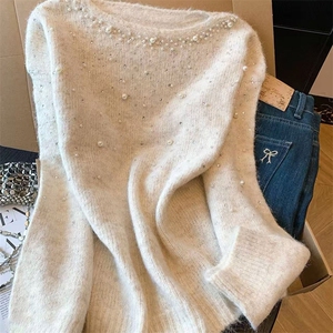 毛衣女冬季加厚外穿内搭套头圆领短款小个子时尚针织衫打底衫上衣图片