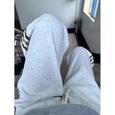 花灰色豹纹条纹卫裤男秋冬直筒裤青少年休闲运动裤子KM560，男装休闲裤，星座1116A（原606A-3）