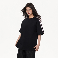 抖音得物二开240克宽松纯棉美式潮牌蝴蝶结织带中性风短袖T恤，男装T恤，电商A486-1