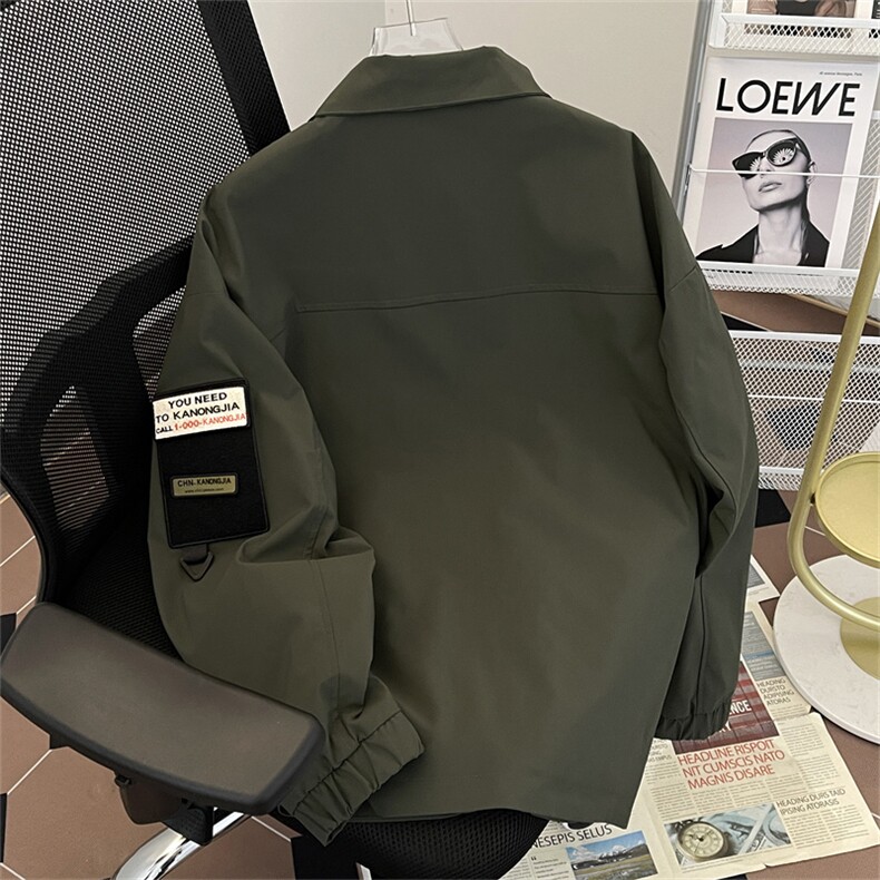 春款男夹克工装大口袋魔术贴标夹克衫冲锋衣外套JK75P85,男装夹克,星座1013-1