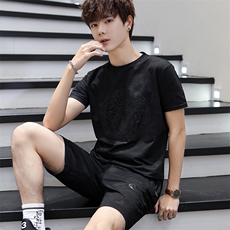 男夏装大码暗迷彩休闲运动套装5032-1_555，男装套装，星座1516-1