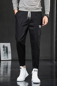 2021秋冬季新款休闲裤男宽松束脚弹性松紧腰潮流长裤K703-P45图片