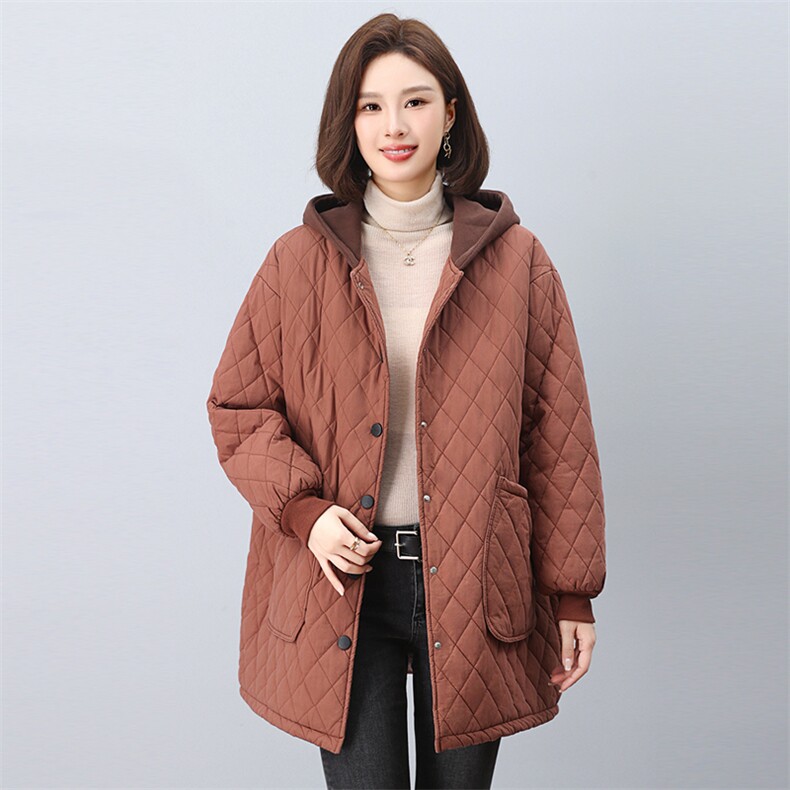 时尚保暖女款棉服冬季加绒加厚外套修身显瘦长款棉衣,女装棉衣/棉服,悦见她