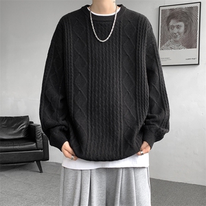 8XL-M圆领毛衣男秋冬季宽松慵懒套头麻花针织衫毛线衣MY19005P68图片