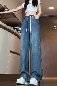 特批P38无差价夏秋衔接抖音品质牛仔裤男中性水洗拖地长裤N9087B图片