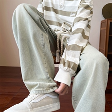 麻绳印花牛仔裤直筒B342-NK7003-P55，男装牛仔裤，电商B342
