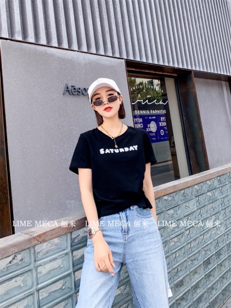 2021夏季新款休闲时尚T恤，女装T恤，Lime meca 俪米