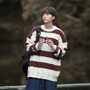 cityboy！条纹毛衣男士加厚麻花线衣男针织衫男XH03-P60图片