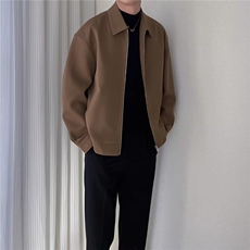 日系新款韩版复古翻领拉链短款外套男秋季潮牌高街高级感宽松夹克，男装夹克，星座506A
