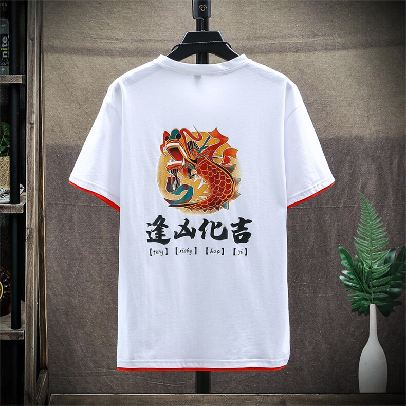 国潮T恤青少年动物印花圆领短袖95%棉男夏季A158-D01,男装T恤,星座310B-3
