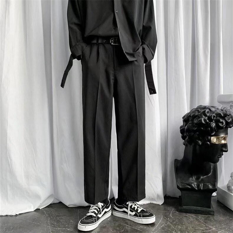 西装裤男宽松垂坠感港风直筒阔腿班服休闲长裤子男dk制服X260-P38,男装西裤,星座1008