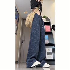 815A-K317-P45特控88扎染脏脏裤破洞裤子重磅美式复古直筒休闲裤，男装休闲裤，星座815A