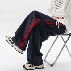 8XL-M美式复古三条杠休闲裤子加绒特大码阔腿卫裤KZ1935P60加绒70，男装休闲裤，电商B238