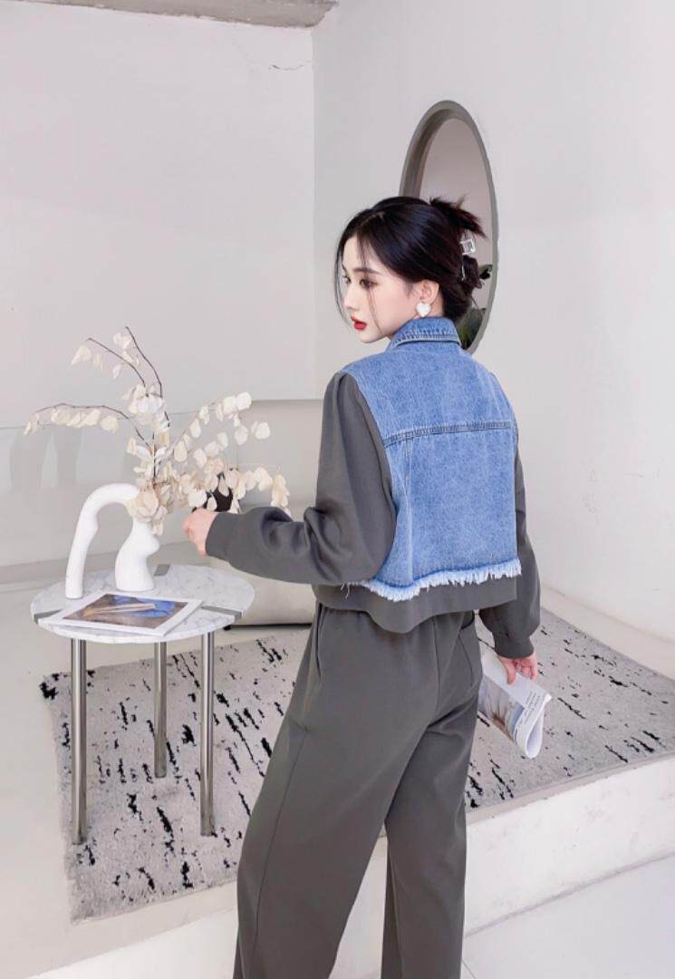 2023年水洗牛仔拼接款套裤，超酷，其它，贻思茗