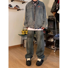 【有货】JK13CC-特P78条纹牛仔外套男水洗美式立领夹克，男装夹克，星座1007（原301D）