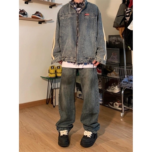 【有货】JK13CC-特P78 条纹牛仔外套男水洗美式立领夹克图片