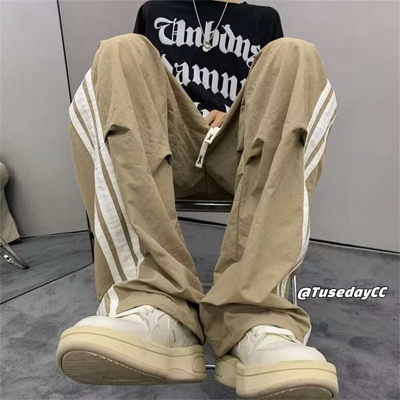 美式裤脚拉链运动裤男秋季高级感直筒裤子潮牌垂感休闲,男装休闲裤,星座218-1（原230）