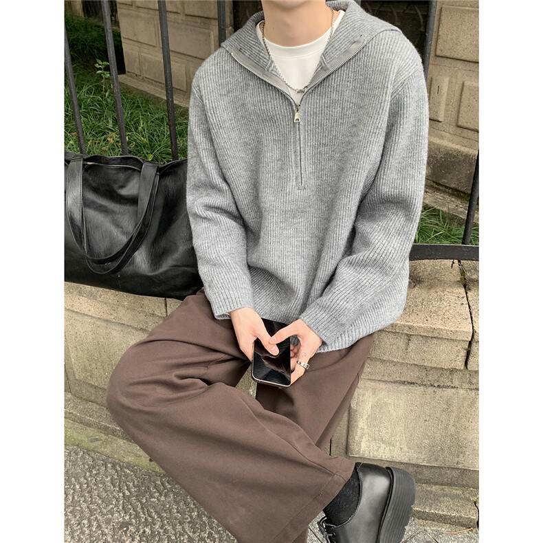 MY02拉链戴帽基础高品质套头毛衣P85,男装针织衫/毛衣,星座702(原615)