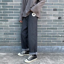 NK44008-P38 直筒牛仔裤男士大码宽松九分裤男休闲长裤子男图片