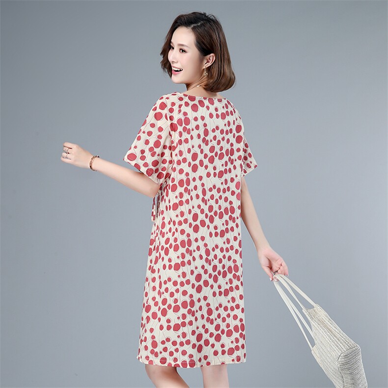 连衣裙2021年夏季自然舒适宽松柔软简约圆点,女装连衣裙,叶笙衣