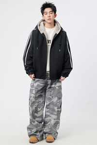 自家图有视频 加绒毛领棉衣冬季新款座山雕连帽派克棉服M2556p88图片
