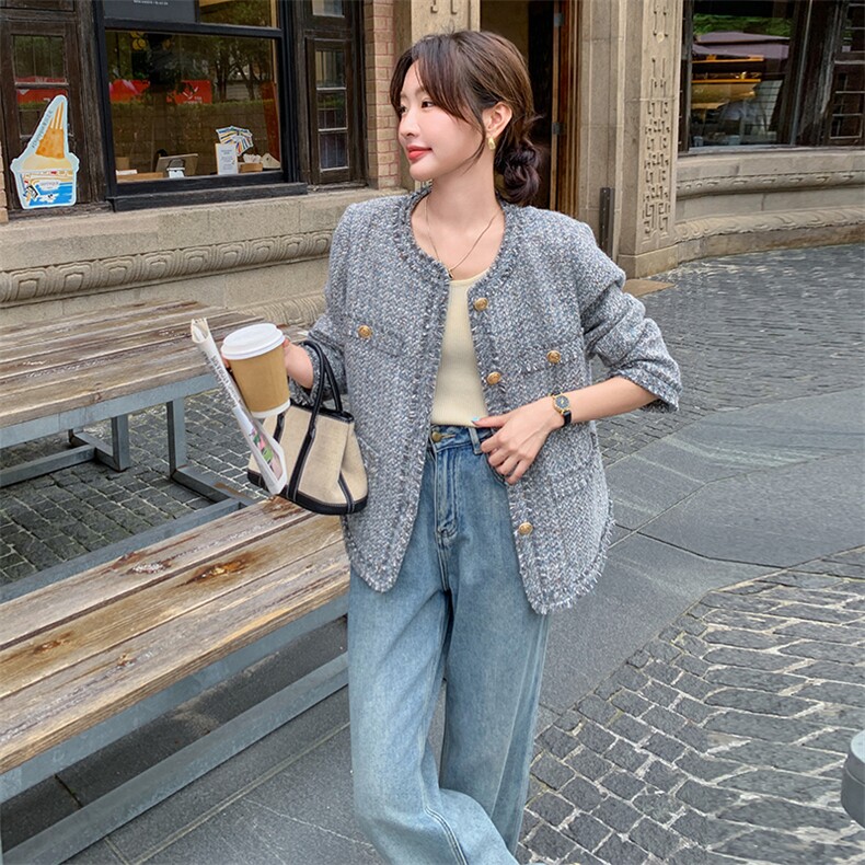 灰色法式小香风外套女2025春季新款高级感超好看独特漂亮气质上衣,女装短外套,浙宝208