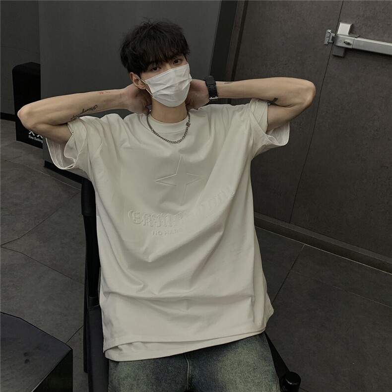 港风钢印多色大码短袖T恤男DT77781P28块特价控55：供抖音视频,男装T恤,星座227-7