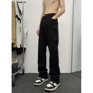 24年微喇牛仔裤男款春秋宽松直筒美式高街vibe潮牌痞帅裤子K70822图片