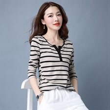 时尚潮流T恤舒适长袖2021年春季休闲个性优雅修身，女装T恤，鑫鑫格