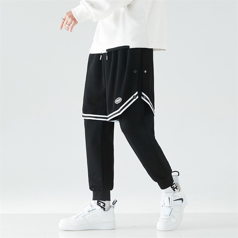 春季男士新款青少年酷霸假两件叠穿潮牌潮流修身休闲裤SK2118-P80图片