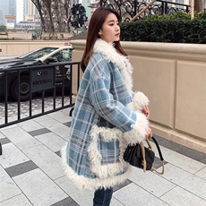 现货8511B-M1172020冬季新款加厚羊羔毛棉衣棉服，女装毛呢外套，惟卡贝娜