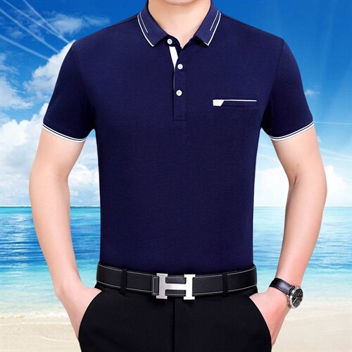 爸爸夏装短袖棉t恤中老年人男装夏季上衣中年男士polo衫夏天衣服,男装T恤,电商B212（原钱塘6029）