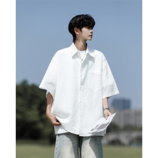 8XL-M泡泡纱盐缩肌理短袖衬衫男夏季冰丝外套防晒衬衣DC28011P36，男装衬衫，电商B312