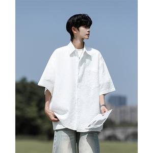 8XL-M泡泡纱盐缩肌理短袖衬衫男夏季冰丝外套防晒衬衣DC28011P36图片