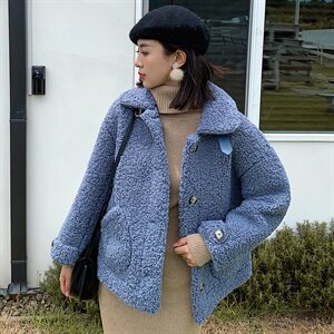 2021秋冬新款颗粒绒羊羔毛加厚皮毛一体外套短女图片