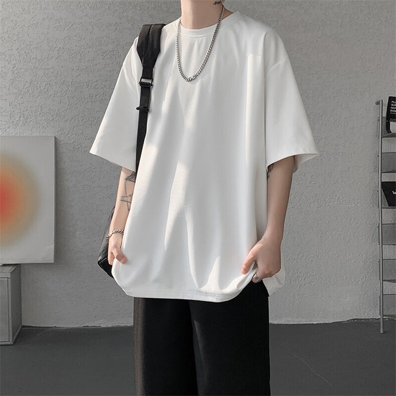 8XL-M高品质重磅棉光版纯色短袖T恤百搭款半截袖五分袖DX332特P23,男装T恤,电商D206-1