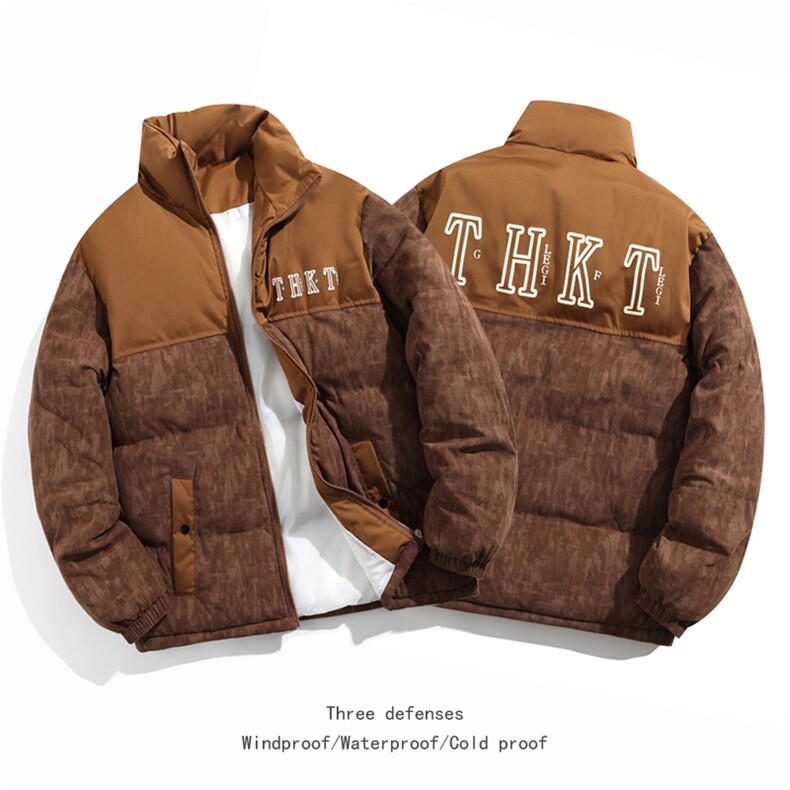迷彩灯芯绒拼接棉衣棉服面包服立领棉袄外套【量大有差1615-P80,男装棉衣,星座207