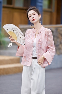新中式国风盘扣上衣女2024秋季新款复古刺绣小衫气质高级感短外套图片
