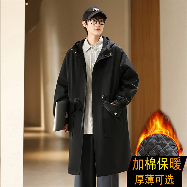 4W件加绒风衣男中长款大衣棉衣男F994薄P95加棉P110港风八,男装风衣,星座401