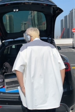 夏季新款短袖衬条纹衫拼接设计感休闲个性衬衣DC2233-特价P30，男装衬衫，电商A007