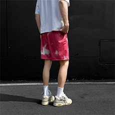 夏季新款潮牌扎染裤子潮流百搭沙滩裤阔腿休闲五分短裤K8717-P27，男装牛仔裤，电商B306