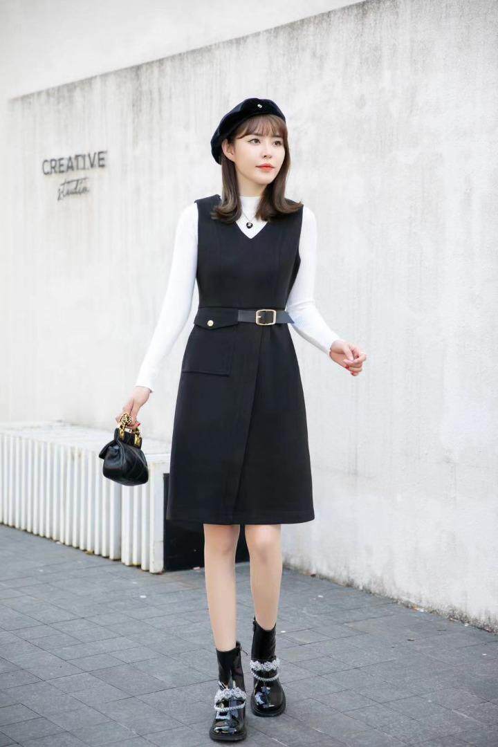 [现货]秋冬款两件套连衣裙，两色、四个尺码，女装连衣裙，依柏璐