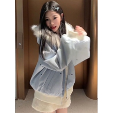 甜美毛绒绒猫耳朵棉服女冬季双面穿座山雕学院风棉衣外套M3623，男装棉衣，星座1116A（原606A-3）