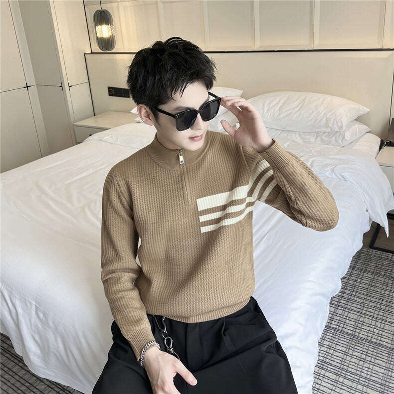 B353 MY829 P68 L-3XL 咖色冬季男士常规版型潮版针织衫套头毛体图片