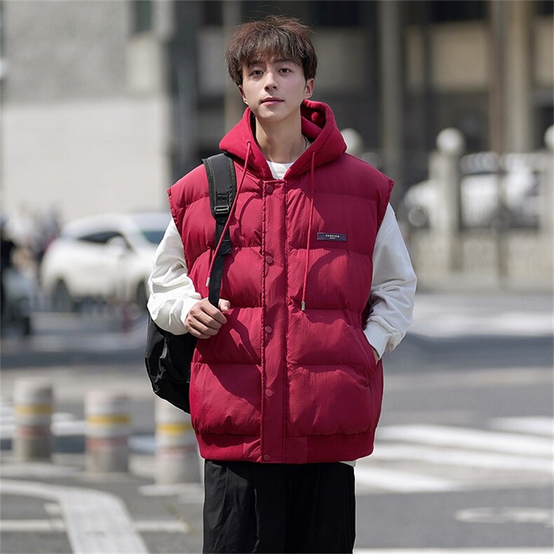 电商DSA028-MJ2301 100聚酯 P80 新款连帽假2件马甲男图片