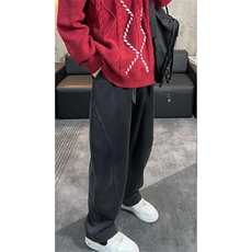 重磅卫裤男直筒男裤阔腿弯刀裤宽松水洗运动裤冬LK106-p50加绒58，男装休闲裤，星座1008